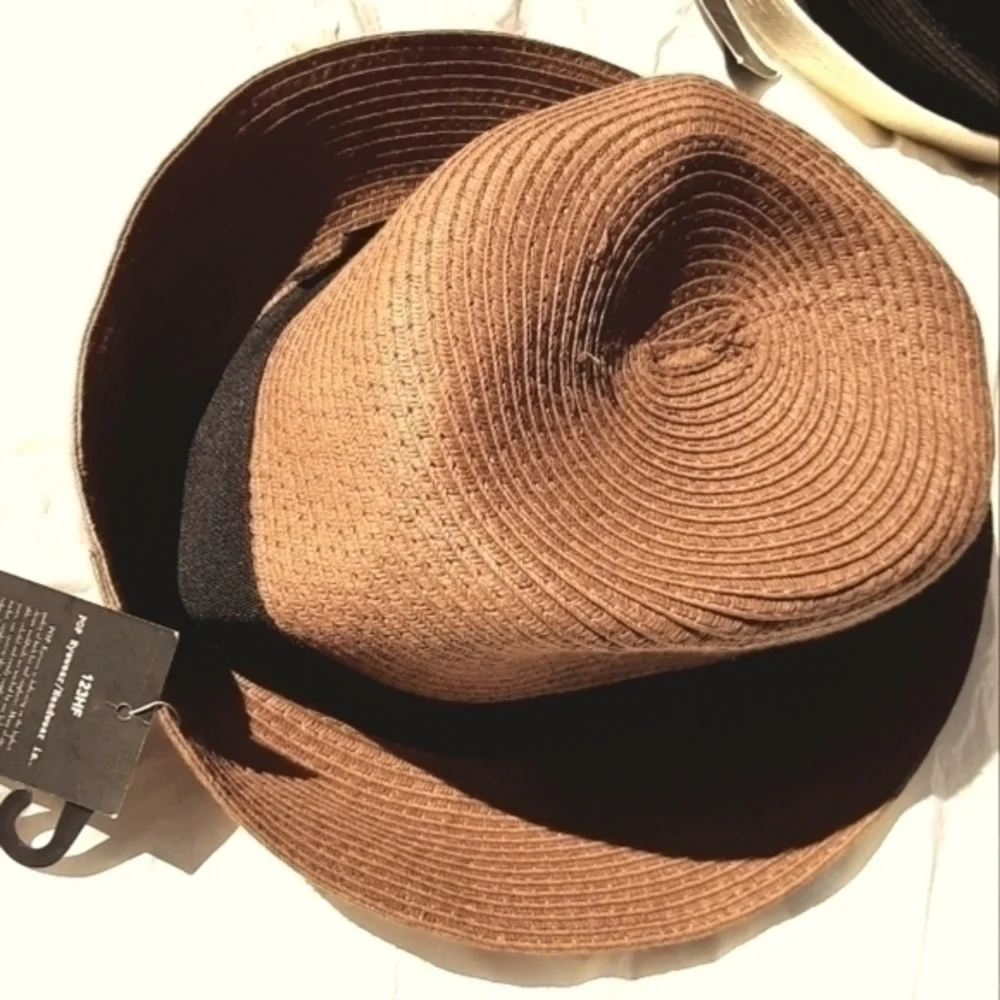 Pop Headwear Straw Fedora Hat- Chocolate